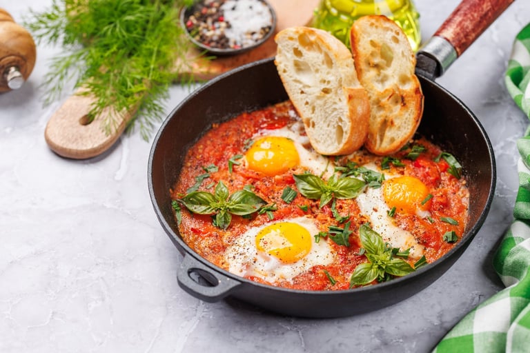 Shakshuka con hierbas frescas