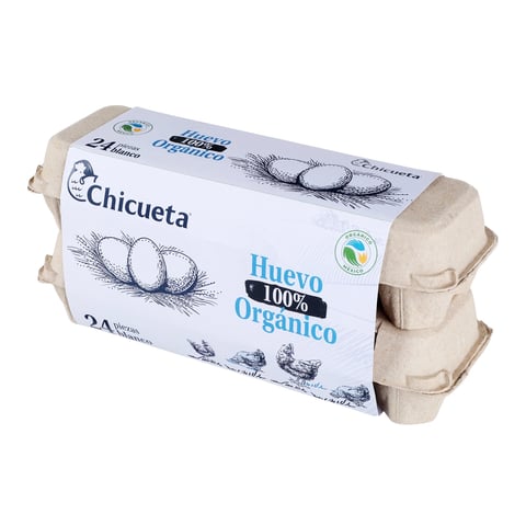 Cartón de huevos orgánicos Chicueta con 24 huevos en portador de cartón